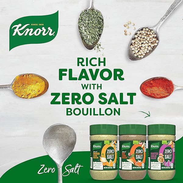 KNORR ZERO SALT POWDER BOUILLON NATURAL BEEF FLAVOR BOUILLON FOR SAUCES, GRAVIES AND SOUPS, WITH NO ARTIFICIAL FLAVORS OR PRESERVATIVES 2.6 OZ