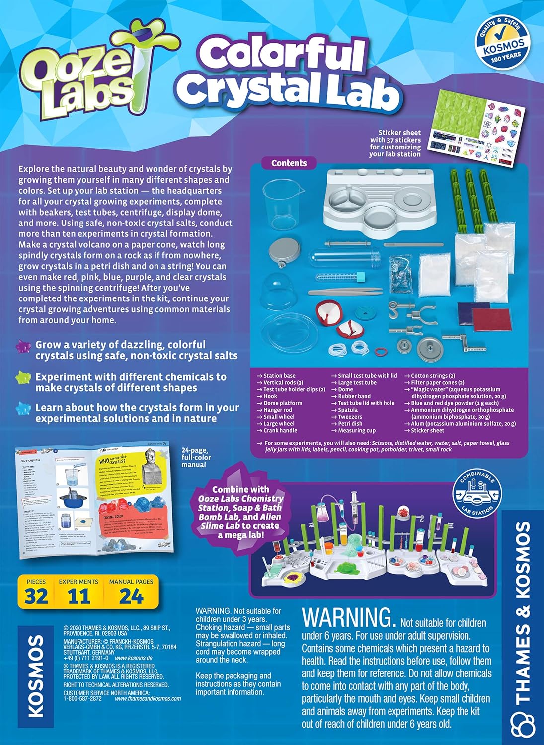 Amazon Com Thames Kosmos Ooze Labs Colorful Crystal Lab Stem Experiment Kit Lab Setup Awesome Geometric Crystals Dazzling Displays With 11 Shiny Sparkly Safe Experiments Stickers To Decorate Your