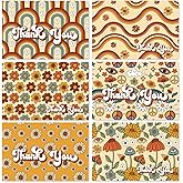 AnyDesign Retro Floral Thank You Cards Bulk 30 Pack Boho Rainbow Flower Note Cards with Matching Seal Stickers Envelopes Hippie Greeting Blank Cards for Birthday Baby Shower Bridal Party, 4 x 6 Inch