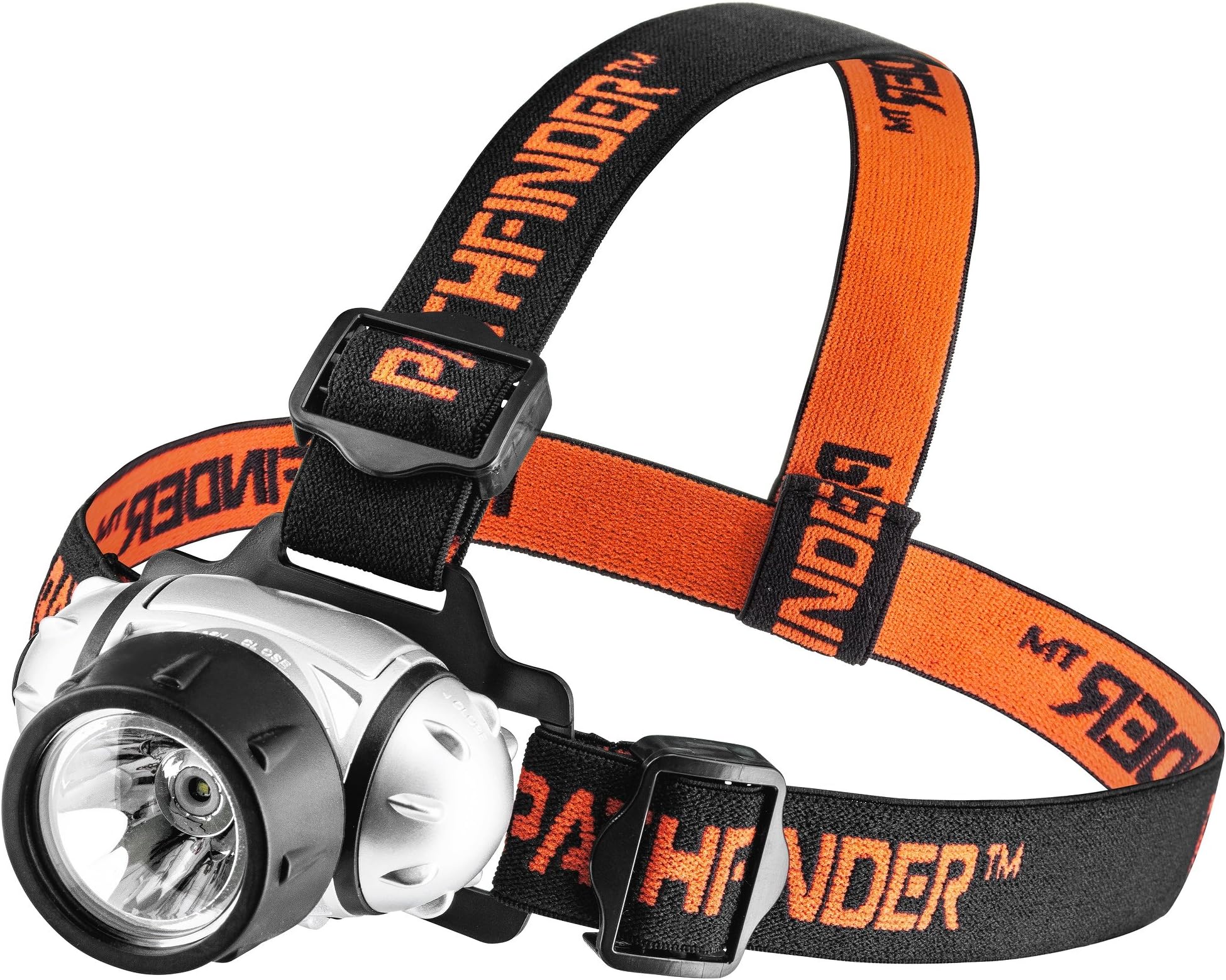 PATHFINDER 21 LED Headlamp Headlight Head Torch - Lightweight, Comfortable and Weatherproof Flash Light/Torch - Water Resistant Safety Head Lamp - 4 User-Friendly Modes of Operation - Garage Workshop Garden Head lamp, Head Torch for Biking, Cycling, Climbing, Camping, Dog Walking, Hiking, Fishing, Night Reading, Riding, Running and other Outdoor and Indoor Activities - Adjustable Head Strap - 135 Degrees Adjustable Beam Angle - 100,000 Hours LED lifetime (in RETAIL PACKAGING) (SIILVER)