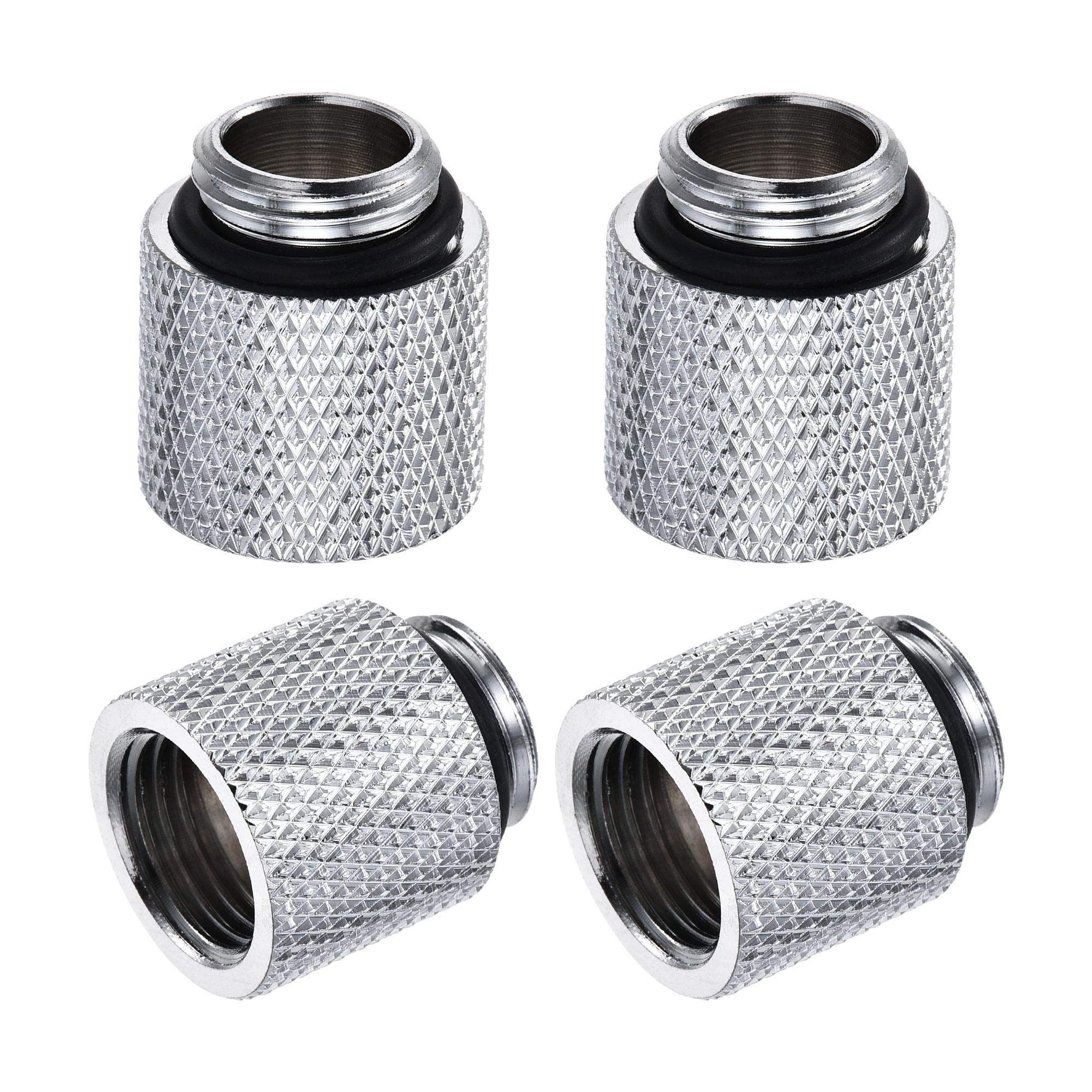 sourcing map Male to Female Extender Fitting G1/4 x 15mm for PC Water Cooling System Silver 4pcs