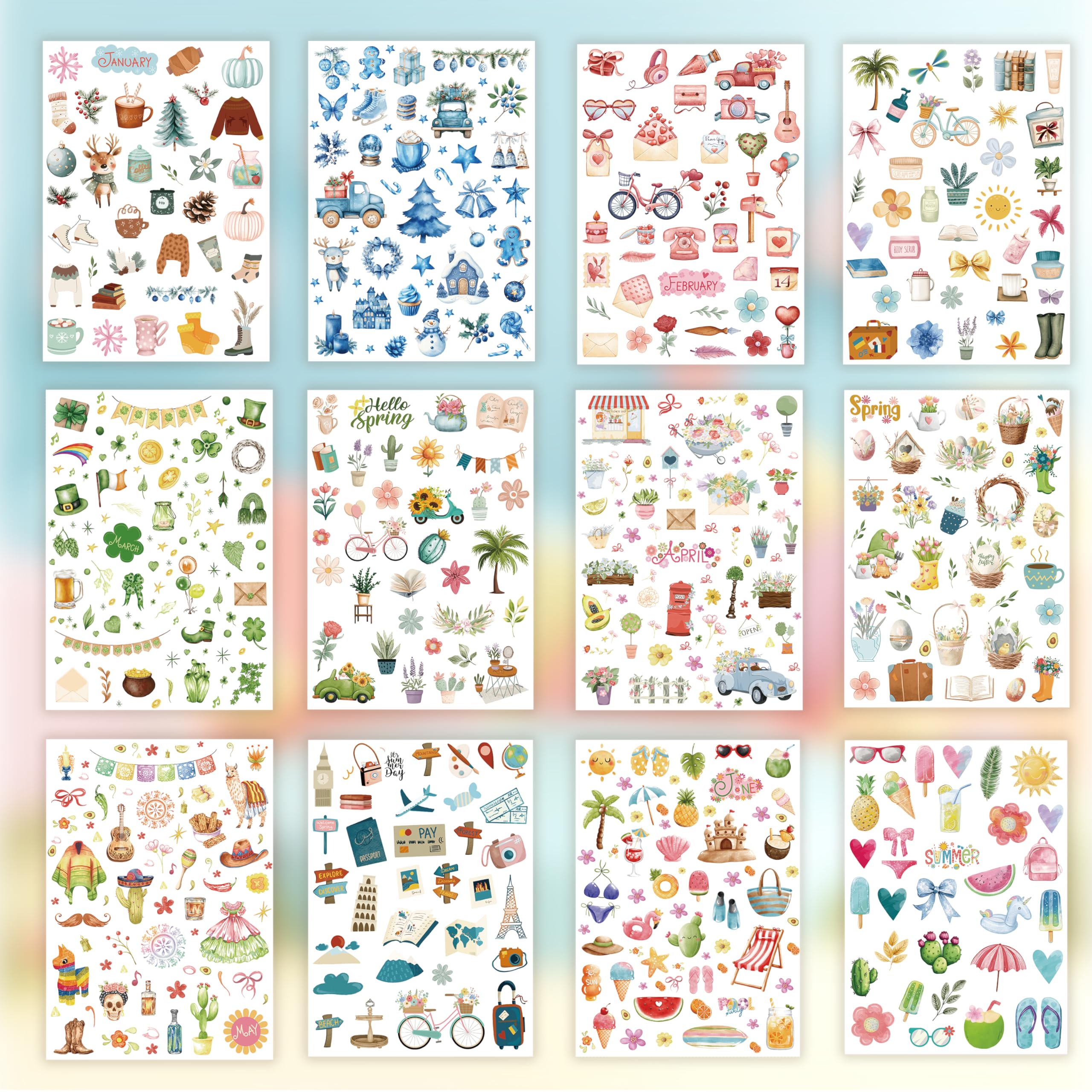 Planner Stickers (24 Page, 1000+ Stickers, Multicolor, Paper, Vintage Style, Holiday & Seasonal Themed, Planner & Scrapbook Accessories)