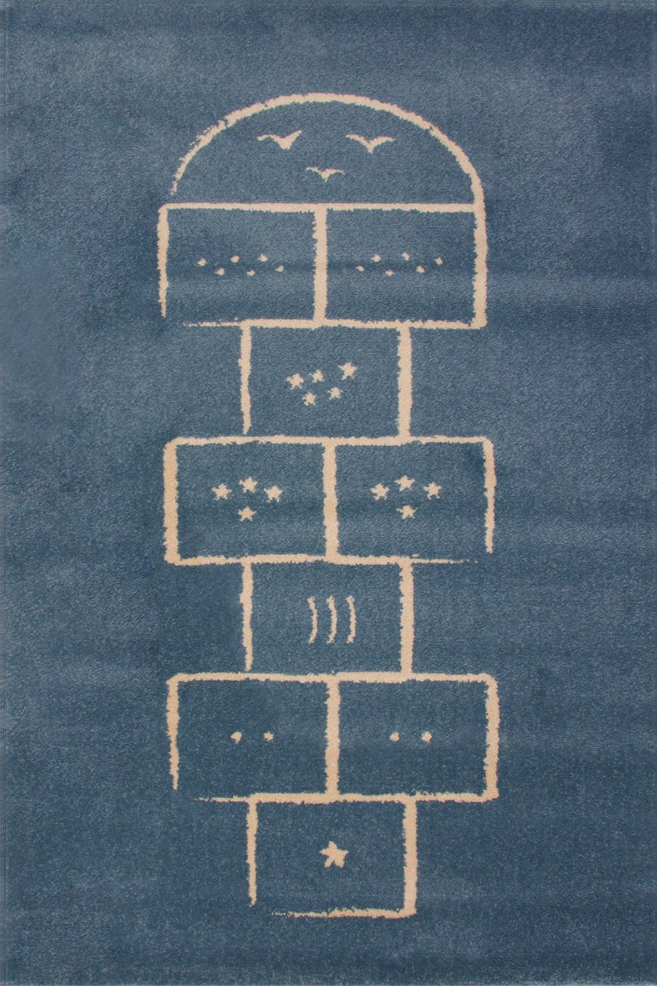 Art For Kids Rug Hopscotch Blue Colour 100x150 cm-Quality Label Oeko-Tex Standard 100-100% Polypropylene-Pile Height: 12 mm-Machine Woven-Children's Room