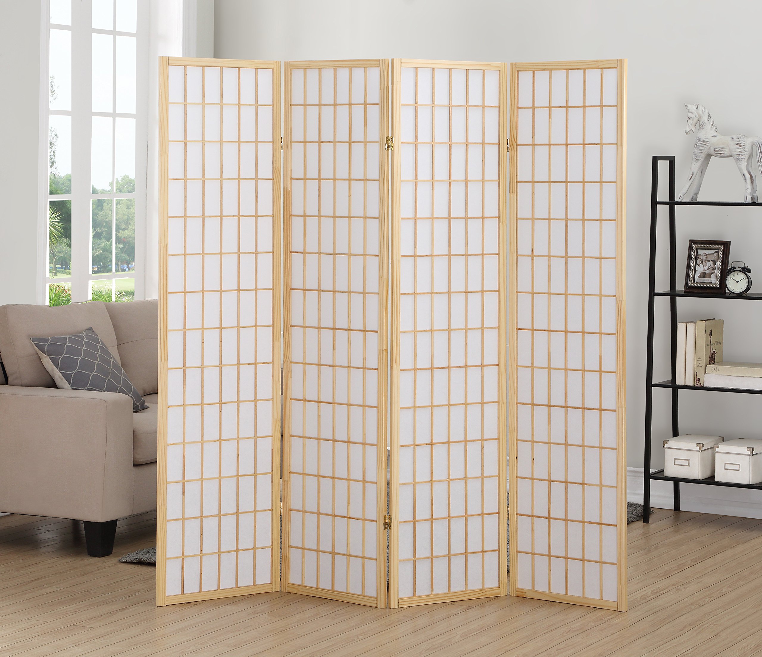 Photo 1 of **SELLING FOR PARTS. **Roundhill Furniture Oriental Shoji 4 Panel Screen Room Divider, Natual