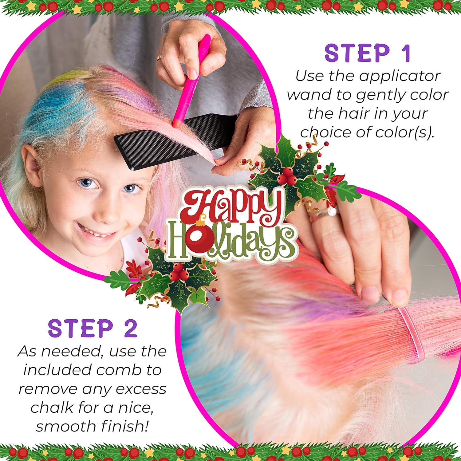 PURPLE LADYBUG 12 Colours Hair Chalk for Girls with Glitter Tattoos ...