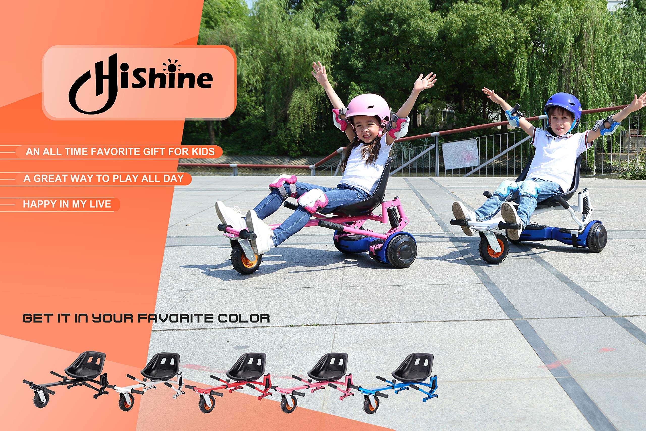 Hishine New Electric Hoverboards Parts Go Kart with Shock Absorption Fun for Kids Fits 6inches