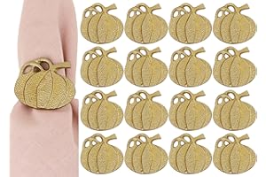 ALPHA Living HOME 12 Pcs Antique Gold Metal Napkin Rings Pumpkin Shape 1.5 Dia. Round Serviette Rings Fall Decor Thanksgiving, Wedding, Dinner Table Decoration Durable Serviette Holders