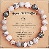 Yiyang 13th 16th 18th 21st 25th 30th 35th 40th 45th 50th 60th 65th 70th 75th 80th Birthday Gifts for Women, Natural Stone Bracelet Birthday Gifts for Women Mom Daughter Grandma Sister Coworker