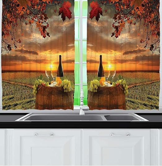 Amazon Com Ambesonne Wine Kitchen Curtains Tuscany Land Of Wine