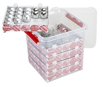 Sunware Q-Line Weihnachtskugeln mit Ablagen für 125 Kugeln transparent rot 38 Liter