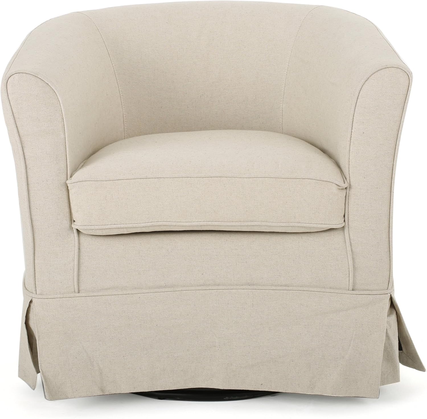 Christopher Knight Home Cecilia Swivel Chair with Loose Cover, Natural Fabric: Furniture & Decor
