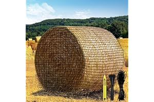 Round Bale Hay Net, 6 * 6ft Feet Slow Feed Hay Net for Horses Livestocks Feeder with 1.75 Inch Holes, Holes Fits Round Bales 