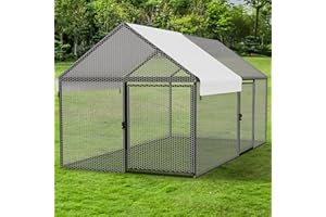 NUGRIART Metal Chicken Coop with Waterproof Cover, 79"x40"x40" Portable Poultry Cage, Outdoor Backyard Farm Walk-in Hen House for Chickens, Ducks, Rabbits and Small Pets