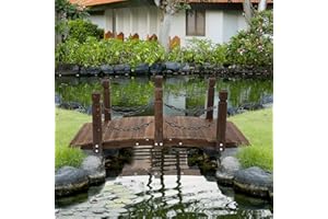Outsunny 5 ft Wooden Garden Bridge Arc Footbridge with Metal Chain Railings & Solid Fir Construction, Carbonized