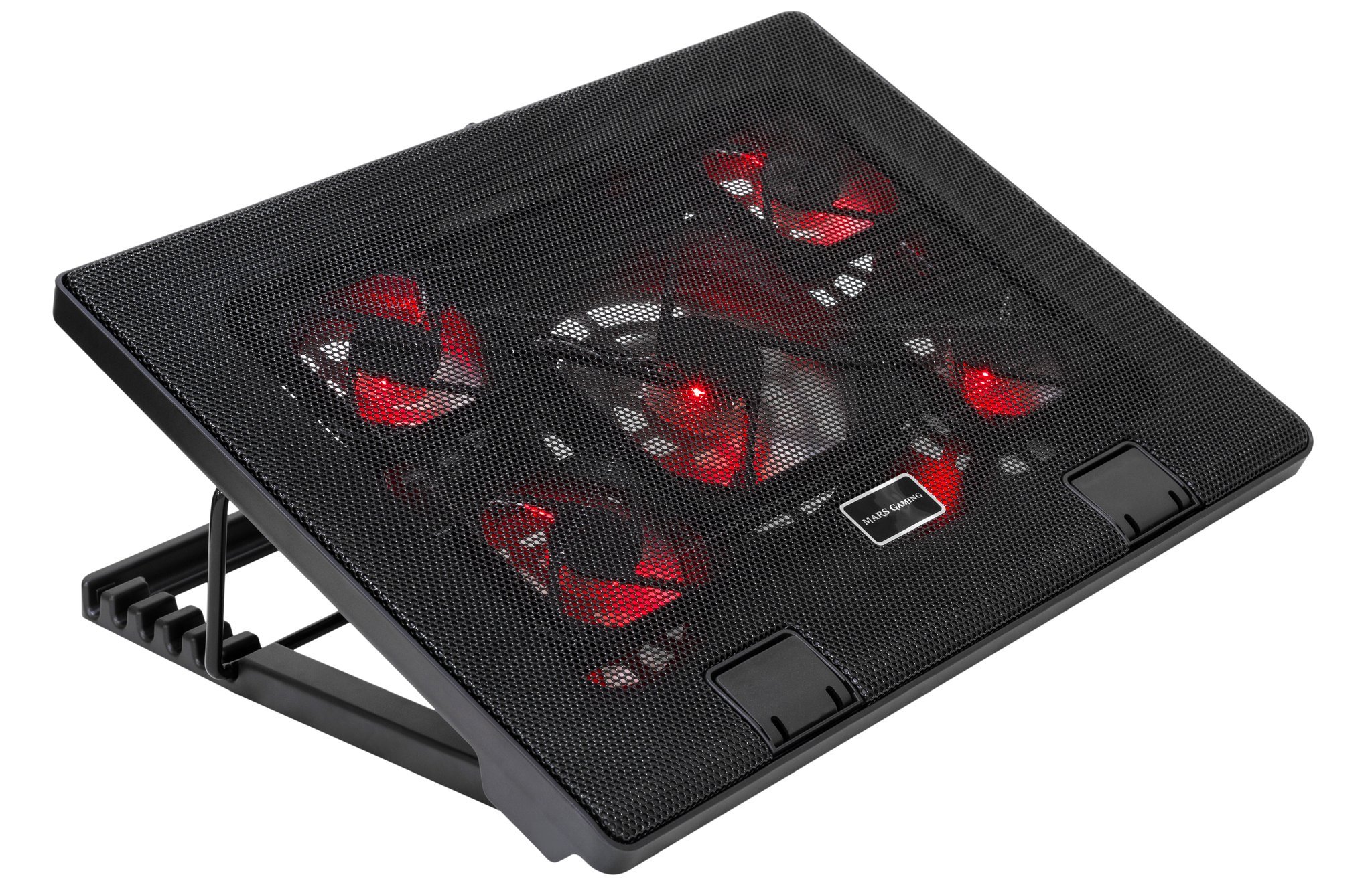 Mars Gaming MNBC2 Cooling Base for Gaming Laptops up to 17.35 inches (5 Ultra-Silent Fans, Red LED, 2 x USB 2.0), Black and Red