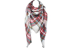 VIVIAN & VINCENT Women's Fall Winter Scarf Classic Tassel Plaid Tartan Warm Soft Chunky Large Blanket Wrap Shawl Scarves