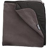 MambeSuper Extreme Weather Outdoor Blanket Charcoal - 100% Waterproof and Windproof - Machine Washable Fleece and Nylon Throw for Activities Like Picnics, Camping, and Beach
