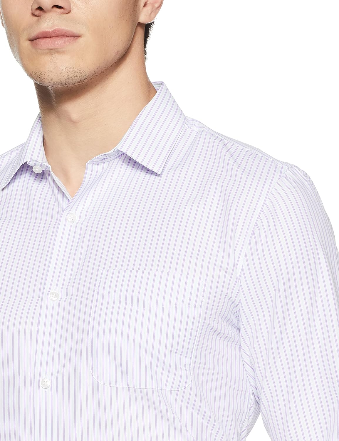 peter england men's striped slim fit formal shirt