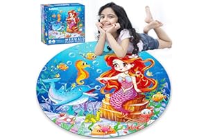 LARCHIO Mermaid Floor Puzzles for Kids Ages 4-6 | 70 Pieces Large Ocean-Themed Jigsaw Puzzles for Kids 4-8 | Educational and Learing Mermaid Birthday Gift for Girls