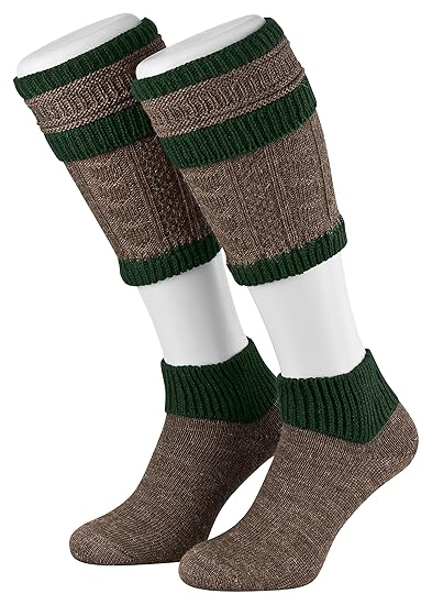 Piarini 2-teilig Loferl Trachtenstrümpfe Trachtensocken Wadenwärmer Herren | braun grün rot blau beige anthrazit Zopfmuster G