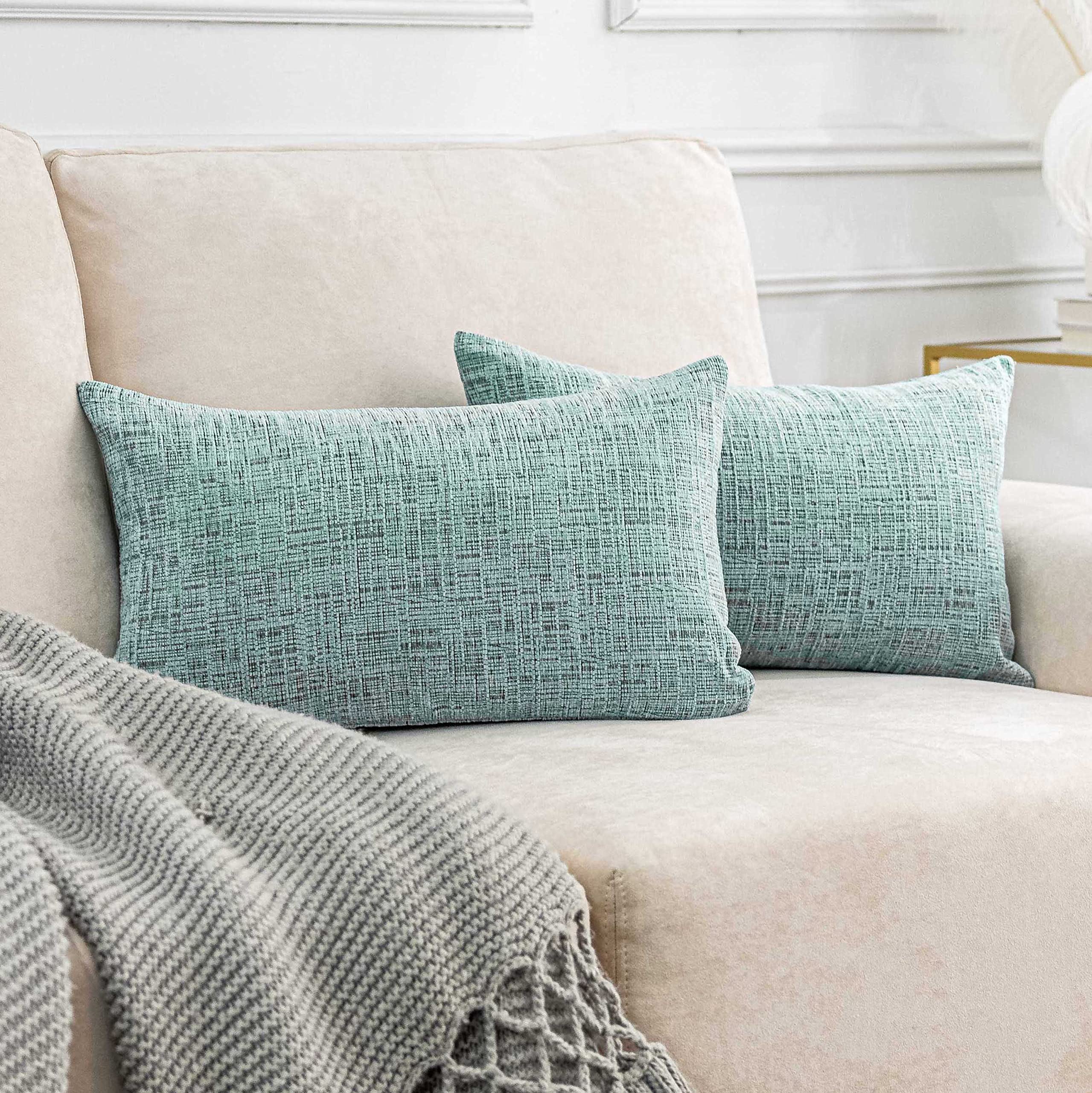 Photo 1 of Home Brilliant 12x20 Pillow Cover Set of 2, Lumbar Chenille Pillow Covers Plush Velvet Decorative Throw Pillow Cases for Couch Living Room,12 x 20 Inch(30x50cm), Teal