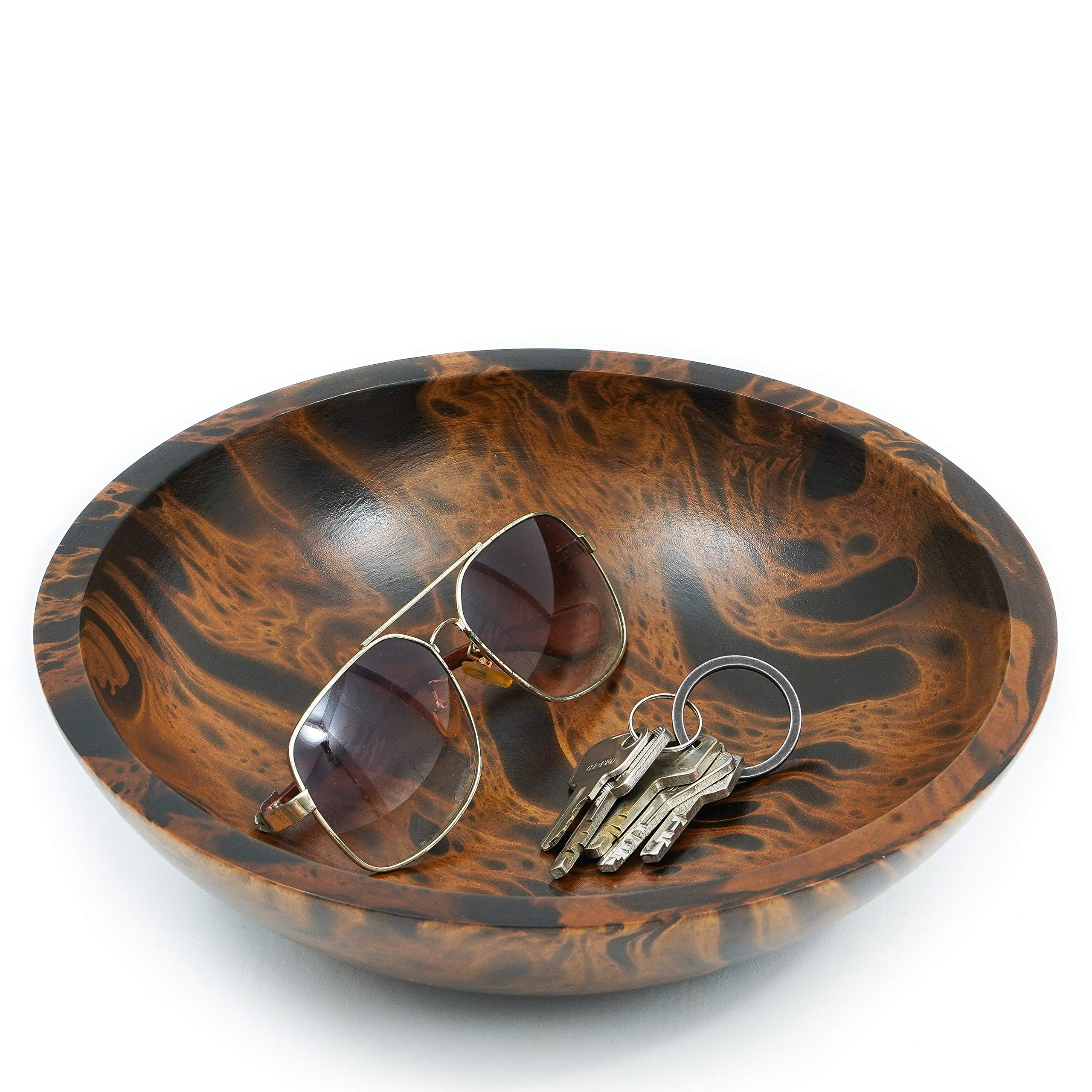 Leewadee Decorative Mango Wood Tray – Exotic Bowl Made of Mango Wood, Sophisticated Bowl for Fruit or Decoration, Handmade, 26 x 7 cm, Brown