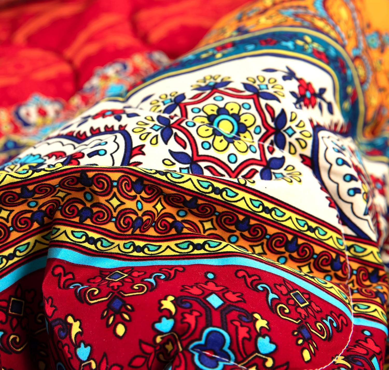 YOU SA 3Pcs Bohemian Comforter Set 100% Cotton Fabric with Soft Microfiber Fill Bedding Boho Bedding (Twin,01): Home & Kitchen