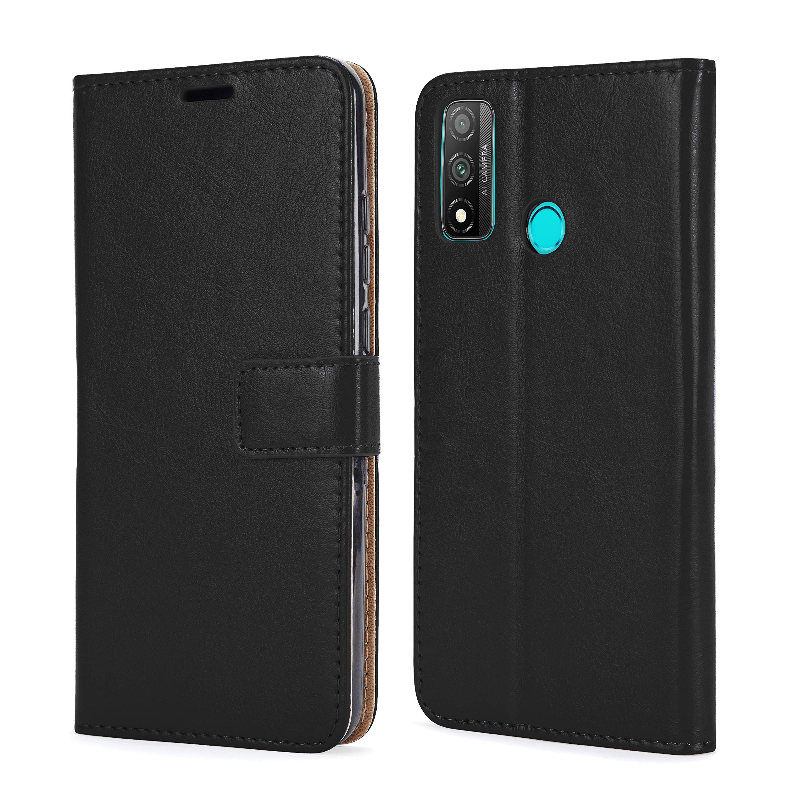 NWNK13 For Huawei P Smart 2020 Phone Case Premium Leather Flip Case Book Wallet Case Card Holder Media Stand Shock Proof Protective Phone Cover Compatible for Huawei P Smart 2020 (Black)