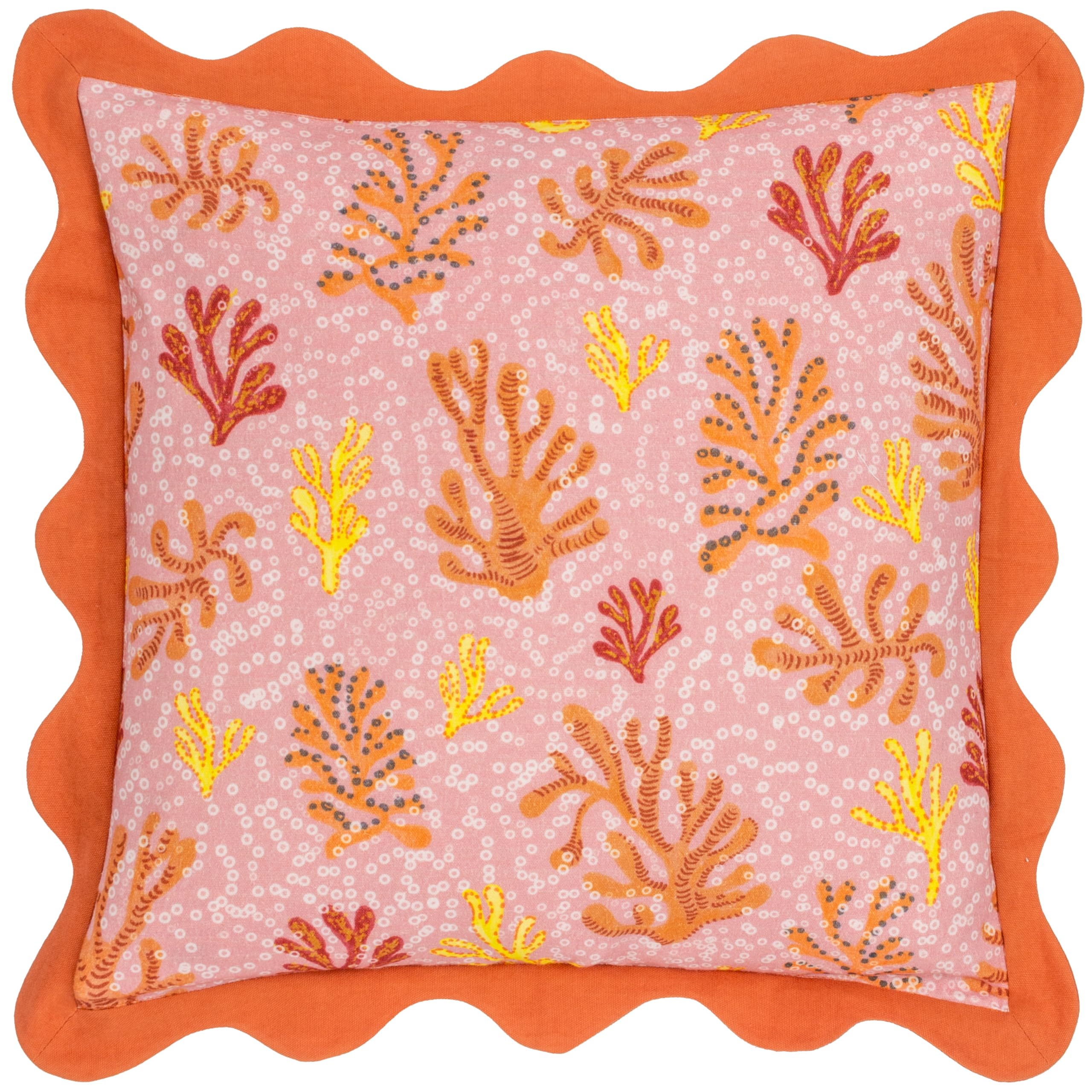 furn. Coral Scalloped 100% Cotton Cushion Cover