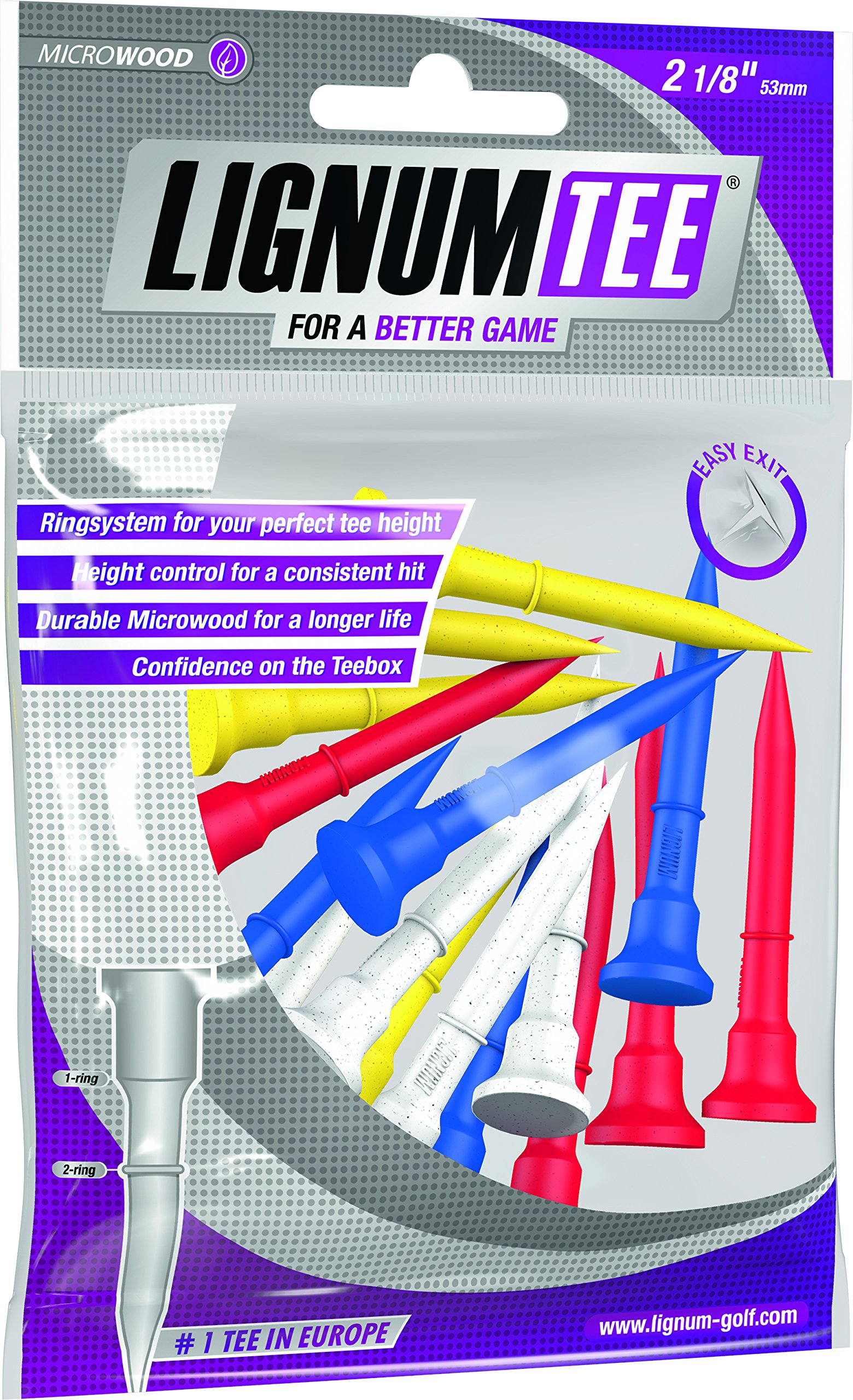 Lignum Unisex 53mm Golf Tee, Colores Mezclados, 53 Mm EU
