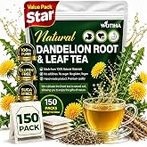 WOTIHA Dandelion Root and Leaf Tea 150 Count - Pure Herbal Tea Bags | Corn Fiber Mesh Bags, 100% Pure Natural Herb, Caffeine Free, Non-GMO, Detox &amp; Cleansing Support, Te de Diente de Leon