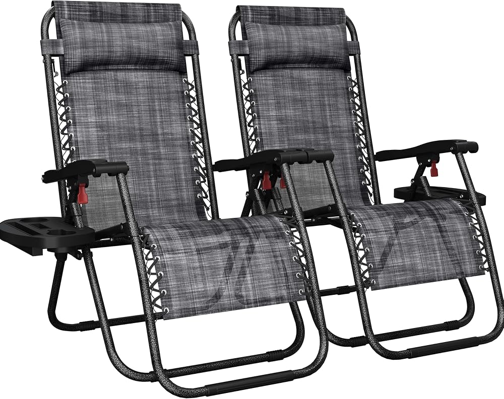 Yaheetech Zero Gravity Chair Outdoor Heavy Duty Folding Recliner with Cup Holder