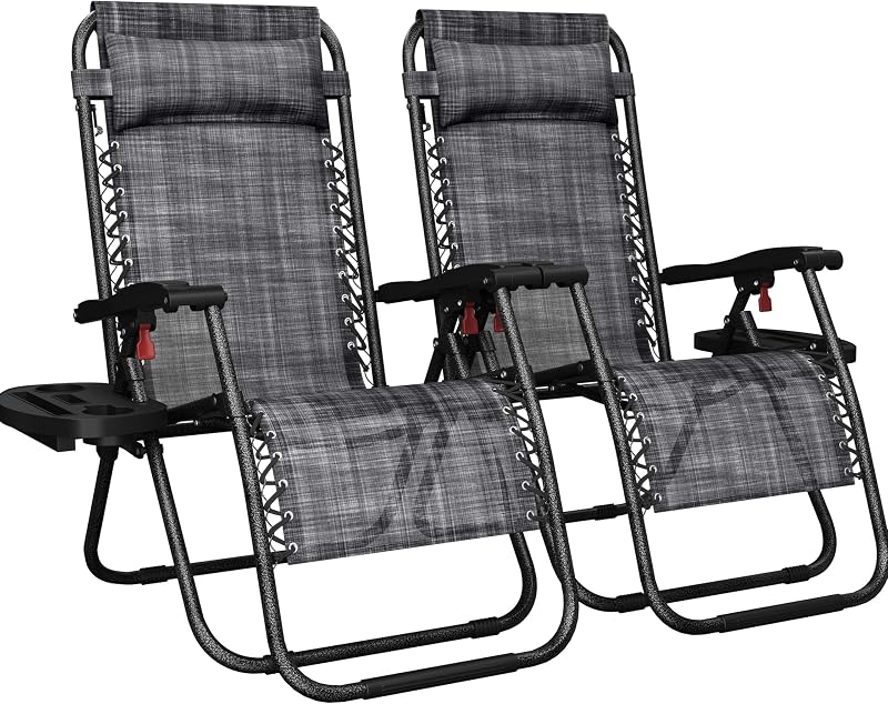 Yaheetech Zero Gravity Chair Outdoor Heavy Duty Folding Recliner with Cup Holder