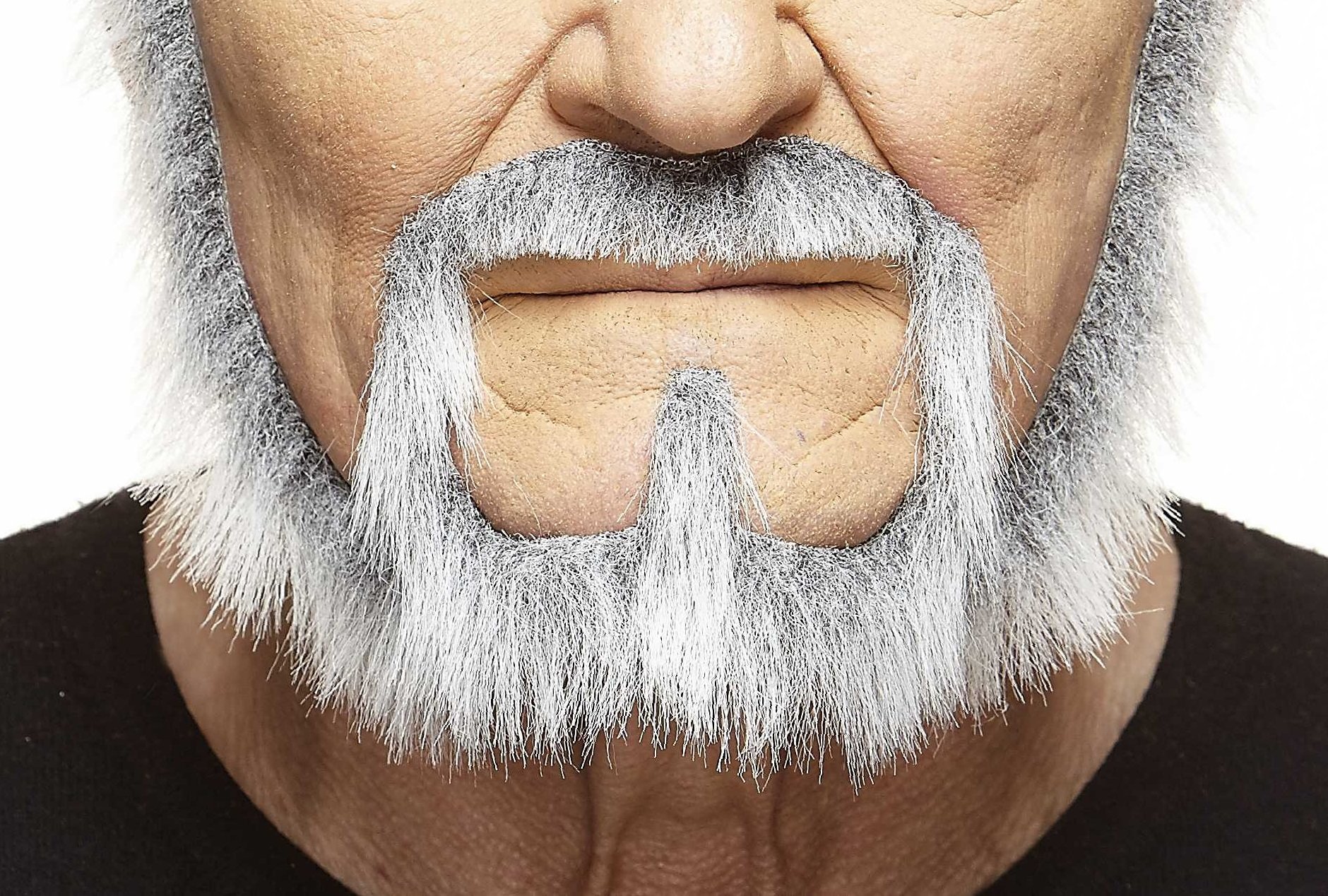 Mustaches Self Adhesive, Novelty, Squatter Fake Beard, False Facial Hair, Gray with White Color