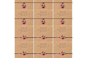 Highergo 12 Pcs Teacher Bracelets Appreciation Gifts Bulk Blessing Card Bracelets for Women Men Teacher Blessing Bangle Greeting Gift for Back to School Christmas