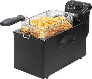 Bestron Öl-Fritteuse mit Kaltzonentechnologie, 3,5 Liter, mit Temperaturregler, spülmaschinengeeignet, 2000 Watt, schwarz