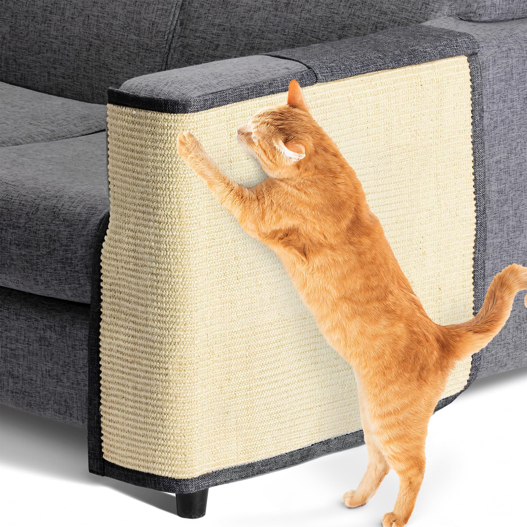 Navaris Cat Scratch Mat Sofa Shield - Natural Sisal Furniture Protector Scratching Pad for Cats - Scratch Carpet for Couch, Sofa, Chair - Left