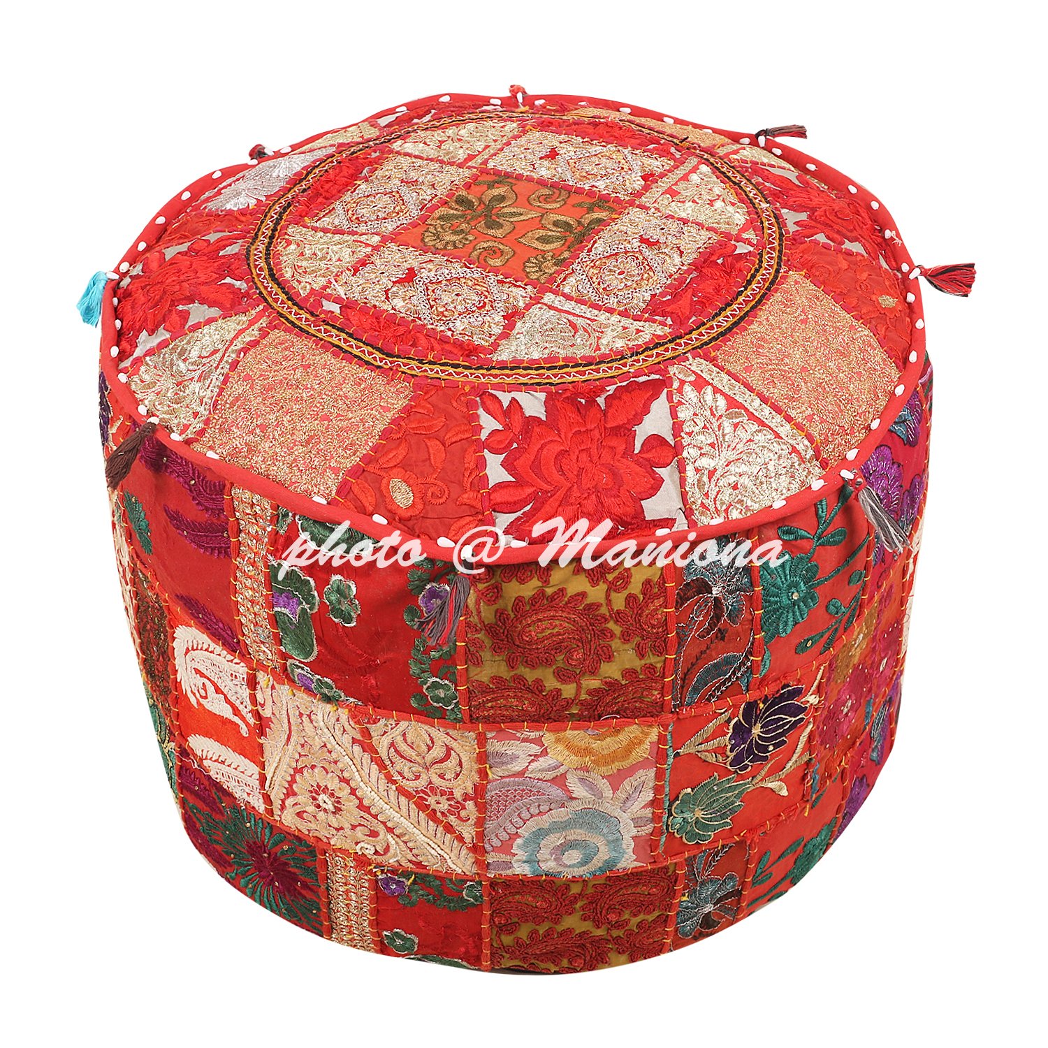 Pouffe Decorative Chair Cover 18x13 Inch Patchwork Ottoman Foot