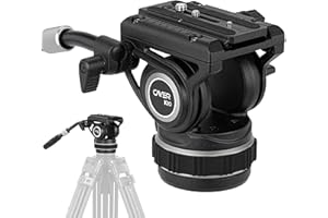 Cayer K10 Pro Video Fluid Head with 75mm Flat Base, Adjustable Pan Drag and Telescopic Handle, Heavy Duty Tripod Fluid Head for for DSLR Cameras, Camcorders, Max Load 22 lb/10 kg