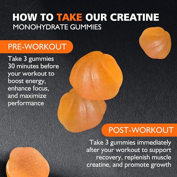 BEAST BITES NUTRITION CREATINE MONOHYDRATE GUMMIES FOR MEN & WOMEN – 5G OF CREATINE MONOHYDRATE PER SERVING – SUGAR FREE,VEGAN, ORANGE FLAVOR, 135 COUNT (45 SERVINGS).