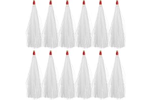 SILANON Fishing Bucktail Teasers Saltwater,12pcs Copper Tube Bucktail Flash Skirts Kit for Flouder Rig Fishing Teasers Plugs