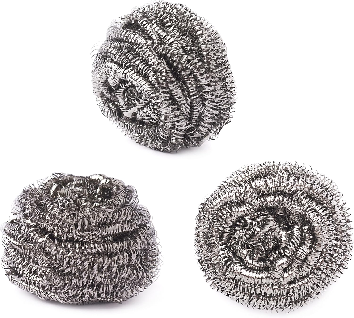 HIC Harold Import Co Non-Scratch Scouring Pad and Dish Scrubbers, Stainless Steel, Set of 3, Silver: Kitchen & Dining