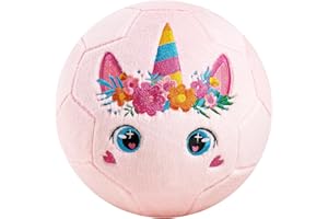 PLAYZAP Soft Plush Indoor Play Ball for Toddlers 1-3 - Soccer Gift & Sensory Toy for First Birthday - Safe Indoor Soccer Ball Size 3 for Babies, Toddlers & Kids Ages 1-3 & 3-8 - Unicorn/Dinosaur Design