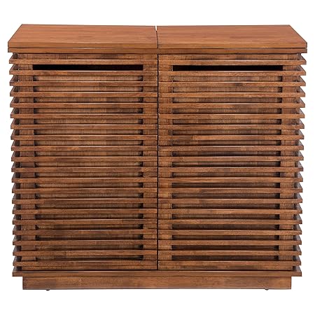 Aprodz Mango Wood Wine Storage Coal Stylish Bar Cabinet for Living Room | Walnut Finish