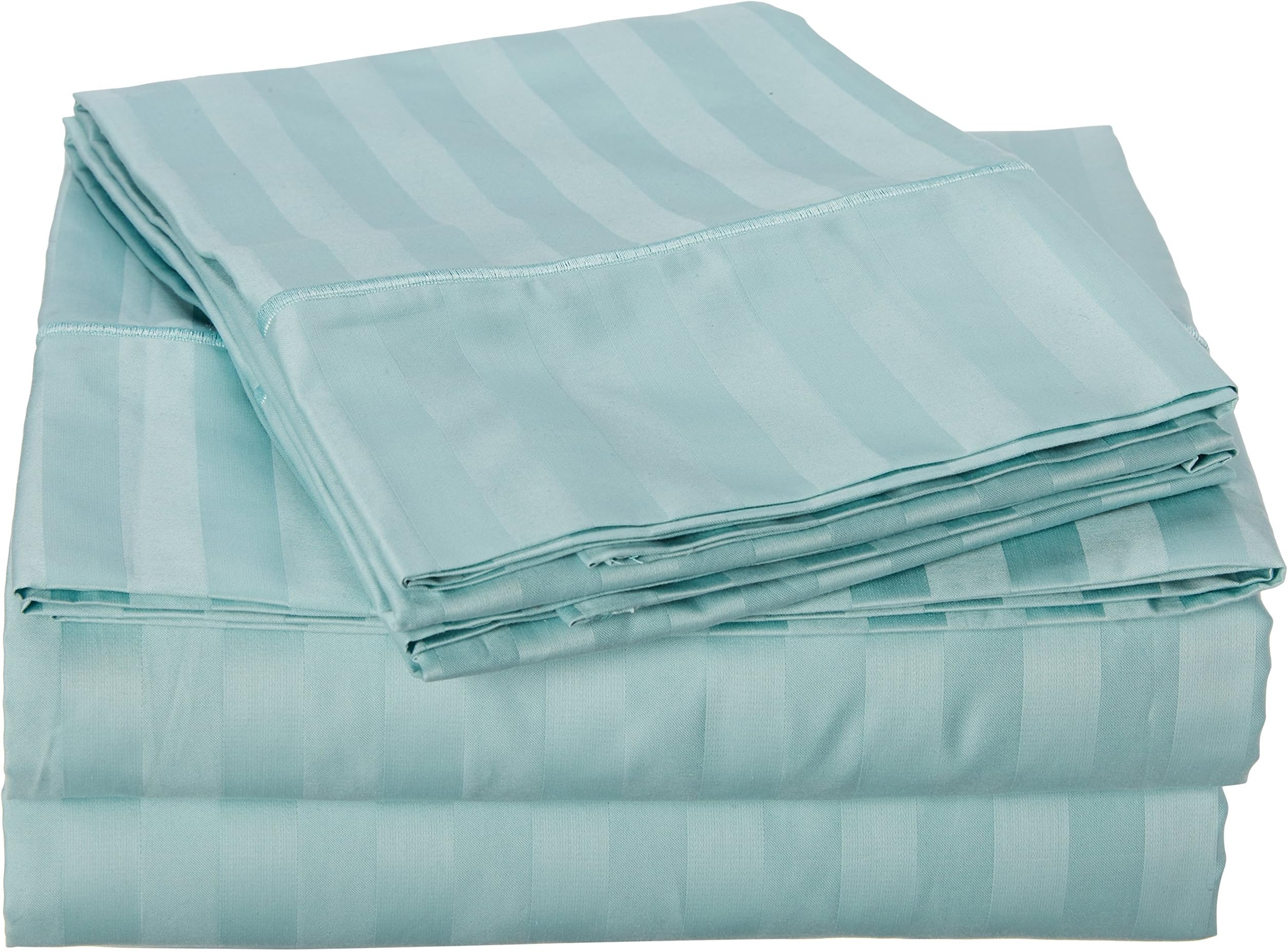 SDS Collections Luxury 100% Egyptian Cotton 500 Thread Count Damask Stripe Sheet Set (King, Sky Blue)