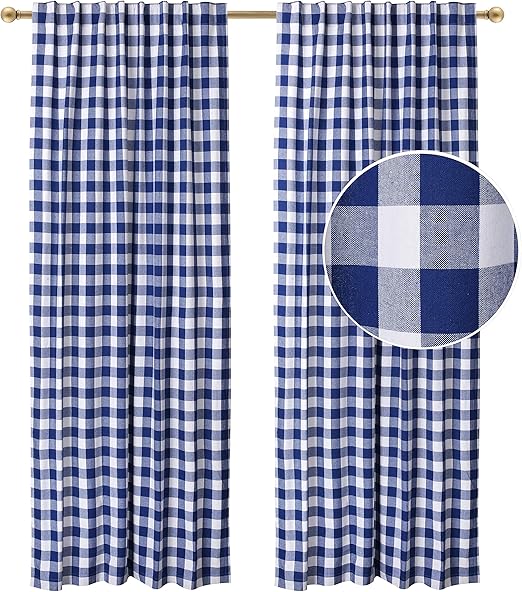 Amazon Com Farmhouse Curtain In Gingham Plaid Check Fabric 50x84