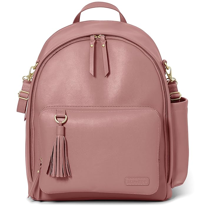 Image 1 - Skip Hop Diaper Bag Backpack: Greenwich Multi-Function Baby Travel Bag with Changing Pad and Stroller Straps, Vegan Leather, Dusty Rose