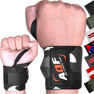 AQF Power Wrist Wraps Pair Grey Camo One Size Fits All