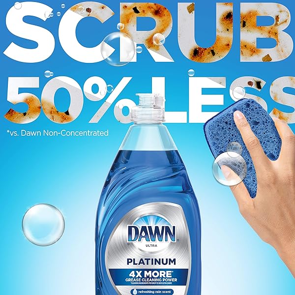 DAWN PLATINUM DISHWASHING LIQUID DISH SOAP, REFRESHING RAIN SCENT, 24 FL OZ