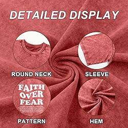 Kelxjia Christian Shirts for Men Faith Over Fear